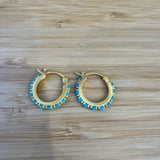 Turquoise + Gold Huggie Earrings