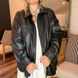 Lincoln Shirt Jacket - Black Faux Leather