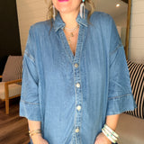 Mineral Washed Dark Denim Top