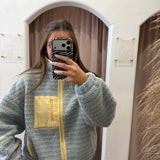 Blueberry Lemon Stripe Pullover Jacket