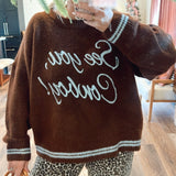 See You Cowboy Knit Sweater - Chocolate Brown