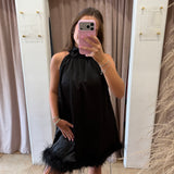 Midnight Feathers Mini Dress