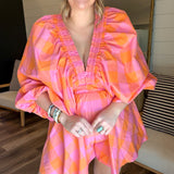 Alicia Romper - Orange + Pink Gingham