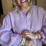 Bold In Bloom Button Down Shirt - Lavender