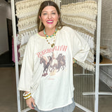 Wild Horses Oversized Graphic Tee  - Khaki