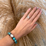 Turquoise Button Leather Bracelet
