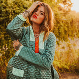 Vintage Teal Quilted Coat