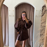 Revolve Mini Shirt Dress - Brown