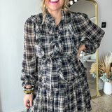 Midnight Galaxy Plaid Mini Dress