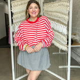 The Piper Cardigan - Pink + Red