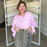 Lovely Leopard Denim Midi Skirt