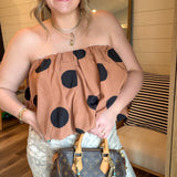 Chocolate Polka Dot Bubble Top