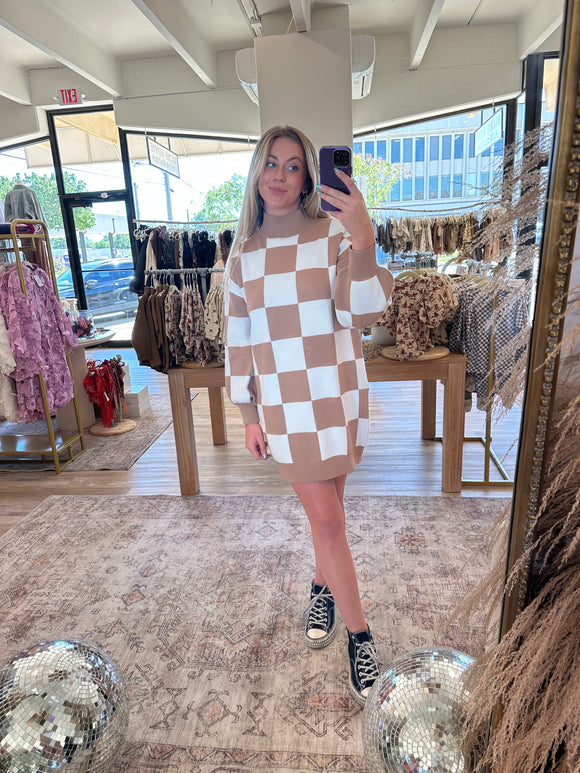 Pumpkin Spice Checkered Dress