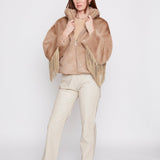 Moonlight Fringe Fur Jacket - Taupe