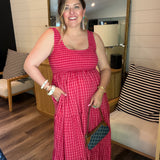 Cherry Gingham Maxi Dress