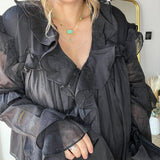 {MUMU} Joss Ruffle Top - Black Voile