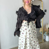 Niko Velvet Floral Maxi Skirt