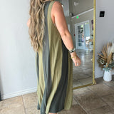 Olive Grove Striped Maxi Dress