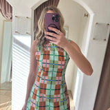 The Corner Booth Plaid + Pearls Mini Dress