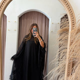 High Stakes Feather Maxi Kimono Dress - Black