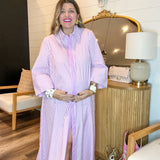 The Daily Button Up Striped Maxi Dress - Orchid