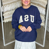 PRE ORDER ETA 5/9 Classic Crew USA Oversized Pullover - Navy