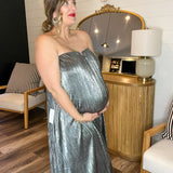 {Mumu} Athena Maxi Dress - Pleated Silver