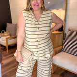 Bayside Stripe Top - Taupe