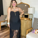 Laced In Love Midi Dress - Black