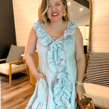 Seaside Stripes Ruffle Mini Dress