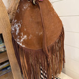 Brown Cowhide Leather Fringe Handbag