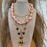 Ariel Pearl Collar Necklace - Pink