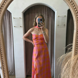 Violette Maxi Dress - Orange + Pink Gingham
