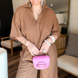 Linen Lady Flow Top - Cognac