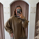 The Henry Mock Neck Half Zip Sweater - Brown