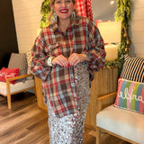 Mocha Oversized Plaid Top