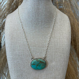 Large Green + Brown Oval Necklace