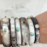Bone + Turquoise Bangles