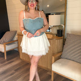 Geneva Mini Romper Dress - Light Indigo Cream Voile