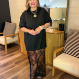 Mixed Media Lace Dress - Black