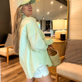 Soho Chic Button Up - Green Stripes