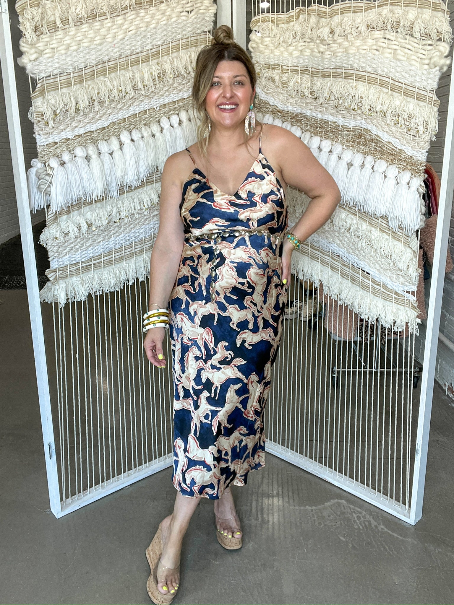● I AM MARI ● Peyto Square Tulip Flare Long Dress Square Fit & Flare Dress-Ivory, Tulip Fusion | Boden USA