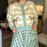 Canyon Trail Horse Cardigan - Blue