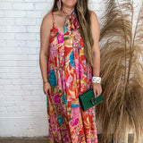 {Spell} Painters Garden Strappy Maxi Dress - Crimson