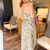 Snow Leopard Strappy Gown Maxi Dress