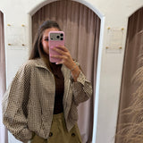Throw On Game Day Checkered Jacket - Brown