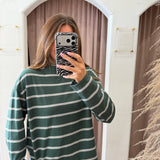 Boyfriend Stripe Long Sleeve Tee - Green