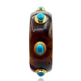 Renee Bangle In Tortoise Resin And Turquoise Stones