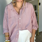 Bayview Button Up Top - Burgundy