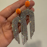 PRE ORDER Santa Fe Sparkle Earrings - Orange + Silver